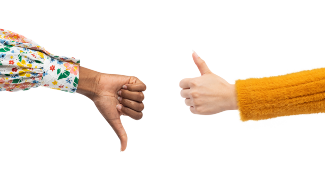 Png Thumbs up down hands mockup agree and disagree gesture - Powered by Adobe