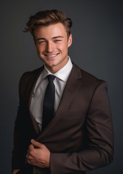   A man in a suit and tie smiles while posing with hands in pockets