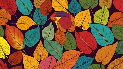 Fototapeta na wymiar background illustration of colorful leaves