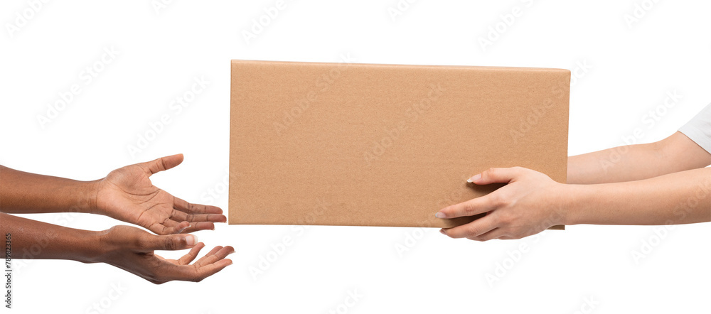 Wall mural png paper box packaging mockup for delivery concept