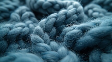   A tight shot of an abundant pile of blue yarn