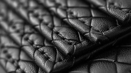 Fotobehang  quilted leather piece with distinct stitching design © Jevjenijs