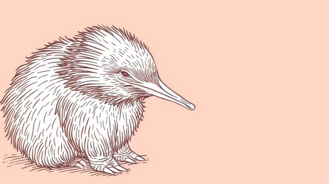 recommend clip art:   A pink backdrop features a long-beaked bird depicted in black outline and intricate detail