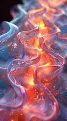 寒色のアクリルとマーブルが融合したホログラフィックの抽象的な3Dレンダリング < Generative AI >