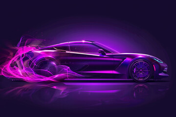Dark purple car icon logo featuring an abstract, artistic composition