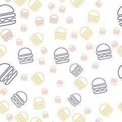 Seamless Burger Pattern Drawn Hamburger Background