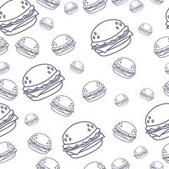 Seamless Burger Pattern Drawn Hamburger Background