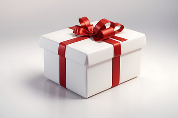A gift box isolated on a white background , with copy space and a ribbon, rectangle
