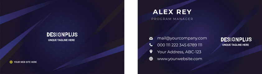 Unique and luxury minimal print ready elegant blue color business card design with smart mockup.
