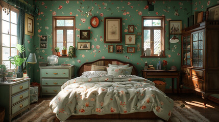 Crafting a vintage-inspired bedroom with retro furnishings and nostalgic decor.