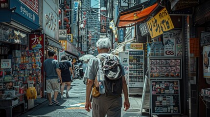 Fototapeta premium A lifestyle travel a relaxed, street life. Explore city streets through the eyes of a lifestyle traveler, the diversity of its people. 