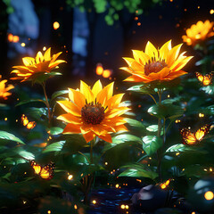 flowers in the night Generative AI