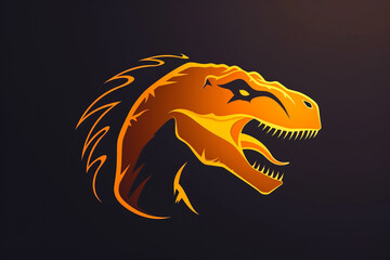 Dynamic orange Tyrannosaurus logo, capturing the essence of movement.