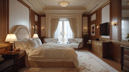 Creating a luxury suite with plush bedding and elegant furnishings.