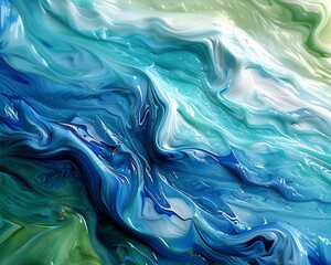 Gentle swirls of blue and green merging seamlessly on a canvas ,close-up,ultra HD,digital photography