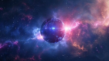 Obraz premium Planet Amidst Twin Trails