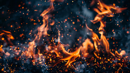 Sparks ignite, smoke billows, painting a fiery spectacle against a dark canvas.