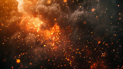 Sparks dance, smoke swirls, revealing hints of fire against a dark backdrop.