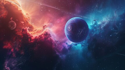 Obraz premium Planet Amidst Twin Trails
