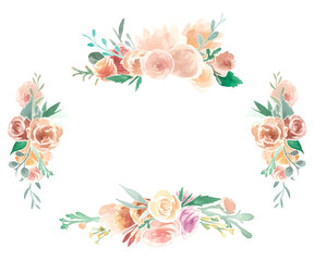 Flower frame png sticker, transparent floral watercolor illustration