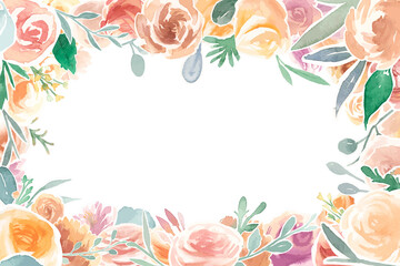 Orange flower png frame sticker, transparent floral watercolor illustration