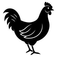 silhouette hen or chicken kids art -vector illustration
