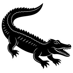 silhouette simple crocodile kids art white background- vector illustration 