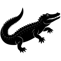 silhouette simple crocodile kids art white background- vector illustration 