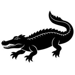 silhouette simple crocodile kids art white background- vector illustration 