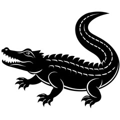 silhouette simple crocodile kids art white background- vector illustration 