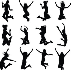 Jumping Girls Image - Jump - Zumba Jump - Adobe Illustrator Artwork