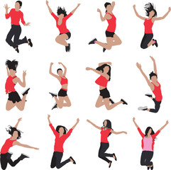 Jumping Girls - Jump - Zumba Jump - Adobe Illustrator Artwork