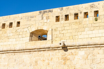the ramparts of St. Elmo fort in Valletta, Malta