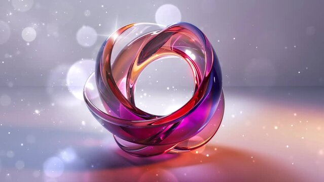realistic render of a toroidal helix shape prism material. seamless looping overlay 4k virtual video animation background