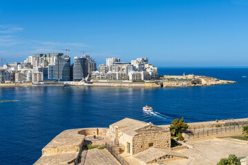 Panoramic view of Silema in Malta.