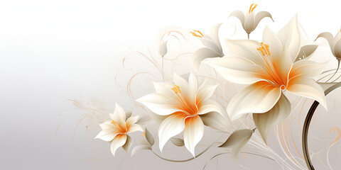 an illustration of a white flowers Nature Floral Drawing and Design on a white background