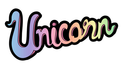 Handwritten unicorn png calligraphy sticker