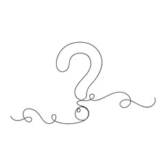 Fototapeta premium Question mark continuous one line drawing isolated vector illustration.