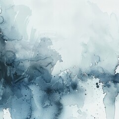 Minimalist watercolor wash in soft grey and blue offering a clean and modern background - obrazy, fototapety, plakaty
