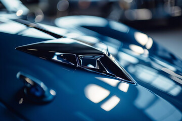 Geometric blue car emblem showcasing precision and simplicity - obrazy, fototapety, plakaty