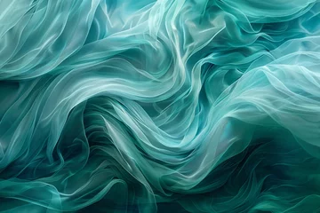 Fototapeten Graceful patterns of movement and flow in shades of teal and turquoise  , high resulution,clean sharp focus © Oranuch