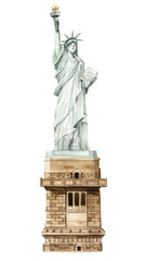Fototapeta premium Statue of Liberty png watercolor sticker, New York's famous attraction, transparent background 