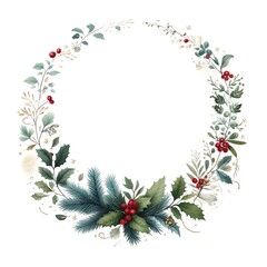 Watercolor-style Illustration of Blue Spruce Foliage for Greeting Card