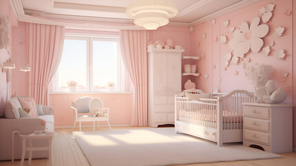 Decoration for girl nursery room inspiration ideas decorative with pinkish background
 - obrazy, fototapety, plakaty