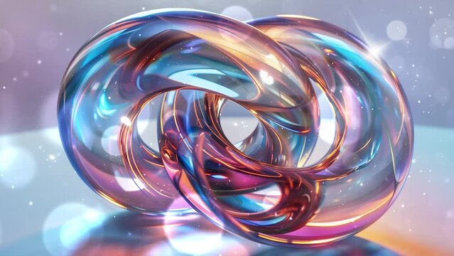 realistic render of a toroidal helix shape prism material. seamless looping overlay 4k virtual video animation background