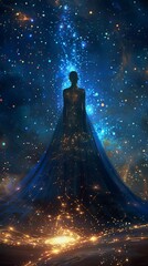 Fototapeta na wymiar Celestial Wanderer Starry Garment