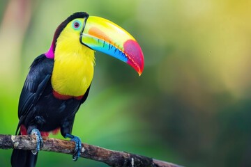 Fototapeta premium toucan bird sitting on branch in the forest
