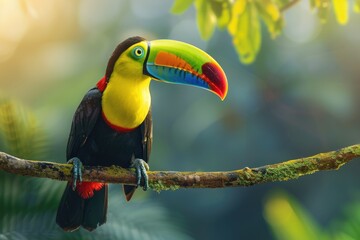 Obraz premium toucan bird sitting on branch in the forest