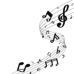 Musical note png border, transparent background