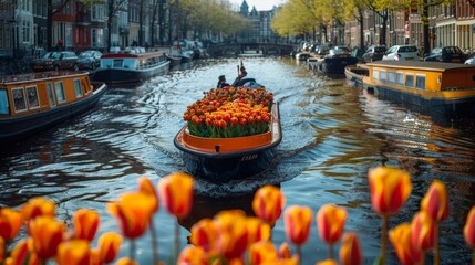 Amsterdam Tulip Festival, displaying thousands of tulips across the city with garden tours and floral workshops